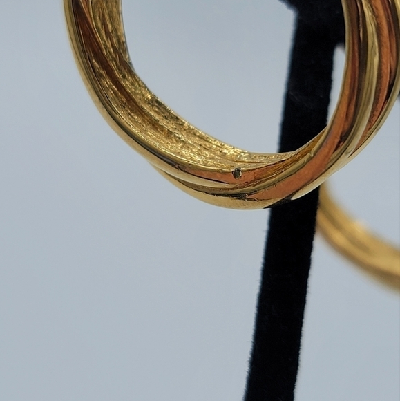 Napier Goldtone Twisted Hoop Earrings #766 - Picture 5 of 11